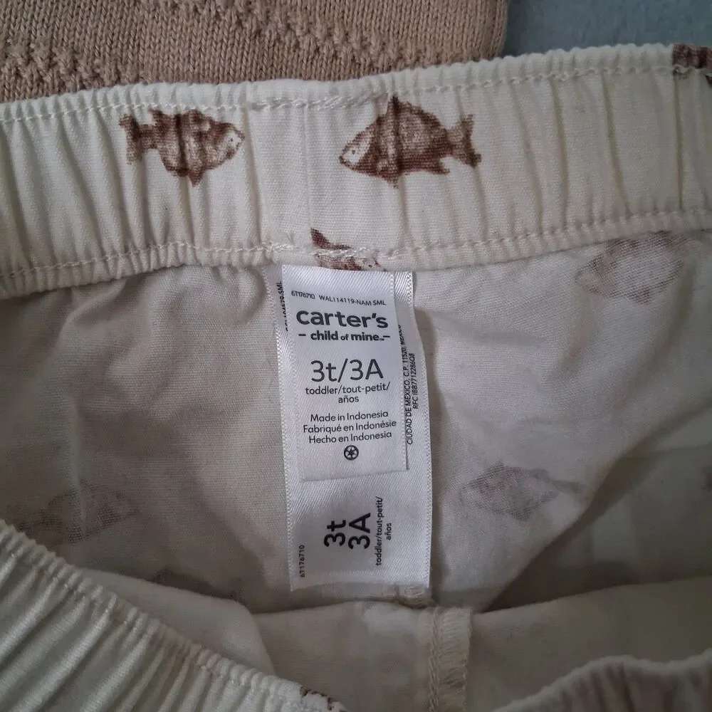 Carters Boys Size 3T Outfit Knit Top Fish Shorts Set Fall Festival Beach Preppy